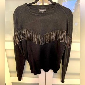 Express Rhinestone Fringe Sweater
